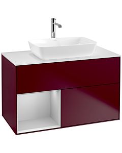 Villeroy und Boch Finion Villeroy und Boch F771GJHB 100cm, plaque de finition blanc mat, étagères laqué gris clair mat, Peony Matt