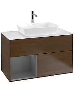 Villeroy und Boch Finion Villeroy und Boch Finion F771GKGN 100cm, cover plate white matt, shelves anthracite matt lacquer, walnut veneer