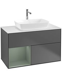 Villeroy und Boch Finion Villeroy und Boch Finion F771GMGK 100cm, cover plate white matt, shelves olive matt lacquer, anthracite matt