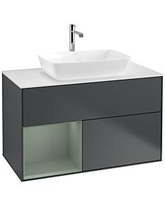 Villeroy und Boch Finion Villeroy und Boch Finion F771GMHG 100cm, cover plate white matt, shelves olive matt lacquer, midnight Blue Matt Lacquer