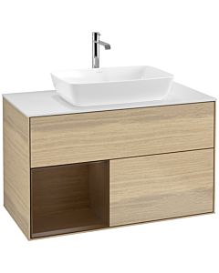 Villeroy und Boch Finion Villeroy und Boch F771GNPC 100cm, plaque de finition blanc mat, étagères Walnut Veneer , Oak Veneer