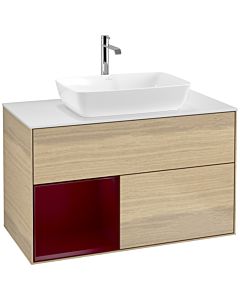 Villeroy und Boch Finion Villeroy und Boch Finion F771HBPC 100cm, cover plate white matt, shelves Peony matt lacquer, Oak Veneer