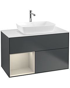 Villeroy und Boch Finion Villeroy und Boch Finion F771HHHG 100cm, cover plate white matt, shelves sand matt lacquer, midnight Blue Matt Lacquer