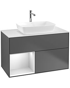 Villeroy und Boch Finion Villeroy und Boch Finion F771MTGK 100cm, cover plate white matt, shelves white matt lacquer, anthracite matt