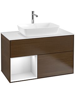 Villeroy und Boch Finion Villeroy und Boch Finion F771MTGN 100cm, cover plate white matt, shelves white matt lacquer, walnut veneer