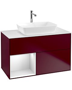 Villeroy und Boch Finion Villeroy und Boch F771MTHB 100cm, plaque de finition blanc mat, étagères laqué blanc mat, Peony Matt