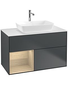 Villeroy und Boch Finion Villeroy und Boch Finion F771PCHG 100cm, cover plate white matt, shelves Oak Veneer , midnight Blue Matt Lacquer