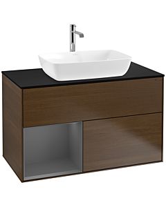 Villeroy und Boch Finion Villeroy und Boch Finion F772GKGN 100cm, cover plate black matt, shelves anthracite matt lacquer, walnut veneer