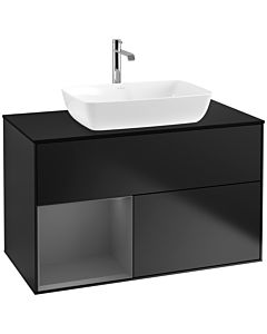 Villeroy und Boch Finion Villeroy und Boch Finion F772GKPD 100cm, cover plate black matt, shelves anthracite matt lacquer, black matt lacquer