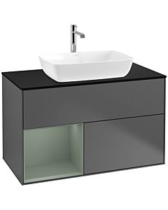 Villeroy und Boch Finion Villeroy und Boch Finion F772GMGK 100cm, cover plate black matt, shelves olive matt lacquer, anthracite matt