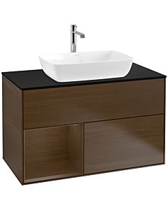 Villeroy und Boch Finion Villeroy und Boch Finion F772GNGN 100cm, cover plate black matt, shelves Walnut Veneer , Walnut Veneer veneer