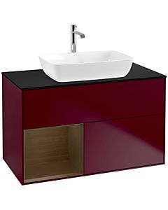 Villeroy und Boch Finion Villeroy und Boch F772GNHB 100cm, plaque de finition noir mat, étagères Walnut Veneer , Peony Matt