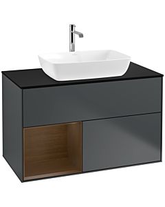 Villeroy und Boch Finion Villeroy und Boch Finion F772GNHG 100cm, cover plate black matt, shelves Walnut Veneer , midnight Blue Matt Lacquer