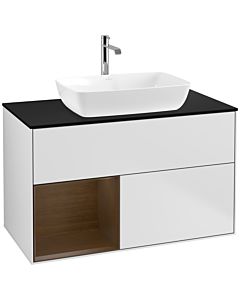 Villeroy und Boch Finion Villeroy und Boch Finion F772GNMT 100cm, cover plate black matt, shelves Walnut Veneer , white matt lacquer