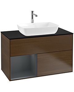 Villeroy und Boch Finion Villeroy und Boch Finion F772HGGN 100cm, cover plate black matt, shelves midnight matt lacquer, walnut veneer