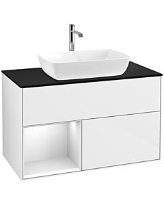 Villeroy und Boch Finion Villeroy und Boch Finion F772MTGF 100cm, cover plate black matt, shelves white matt lacquer, glossy white lacquer