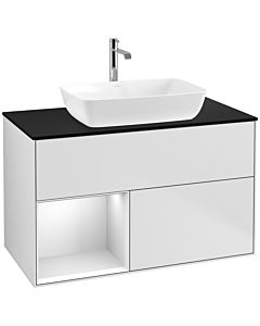 Villeroy und Boch Finion Villeroy und Boch Finion F772MTMT 100cm, cover plate black matt, shelves white matt lacquer, white matt lacquer