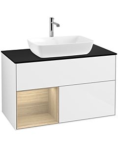 Villeroy und Boch Finion Villeroy und Boch Finion F772PCGF 100cm, cover plate black matt, shelves Oak Veneer , glossy white lacquer