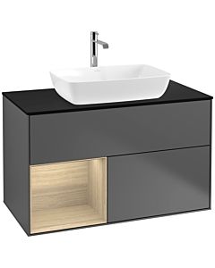 Villeroy und Boch Finion Villeroy und Boch Finion F772PCGK 100cm, cover plate black matt, shelves Oak Veneer , anthracite matt