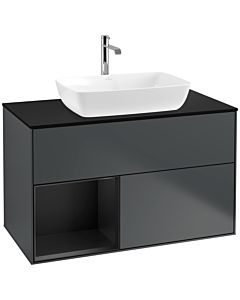 Villeroy und Boch Finion Villeroy und Boch Finion F772PDHG 100cm, cover plate black matt, shelves black matt lacquer, midnight Blue Matt Lacquer
