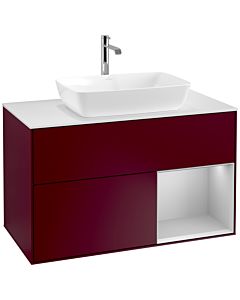 Villeroy und Boch Finion Villeroy und Boch F781GJHB 100cm, plaque de finition blanc mat, étagères laqué gris clair mat, Peony Matt