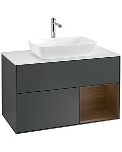 Villeroy und Boch Finion Villeroy und Boch Finion F781GNHG 100cm, cover plate white matt, shelves Walnut Veneer , midnight Blue Matt Lacquer