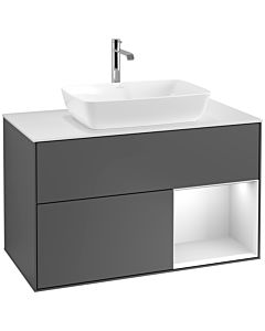 Villeroy und Boch Finion Villeroy und Boch Finion F781MTGK 100cm, cover plate white matt, shelves white matt lacquer, anthracite matt