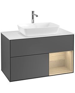 Villeroy und Boch Finion Villeroy und Boch Finion F781PCGK 100cm, cover plate white matt, shelves Oak Veneer , anthracite matt