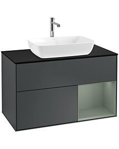 Villeroy und Boch Finion Villeroy und Boch Finion F782GMHG 100cm, cover plate black matt, shelves olive matt lacquer, midnight Blue Matt Lacquer