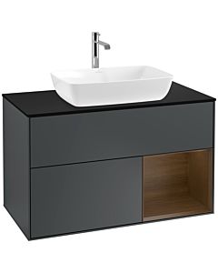 Villeroy und Boch Finion Villeroy und Boch Finion F782GNHG 100cm, cover plate black matt, shelves Walnut Veneer , midnight Blue Matt Lacquer