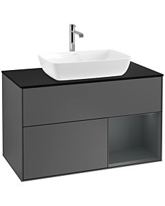 Villeroy und Boch Finion Villeroy und Boch F782HGGK 100cm, plaque de finition noir mat, étagères Laque mat minuit, anthracite mat