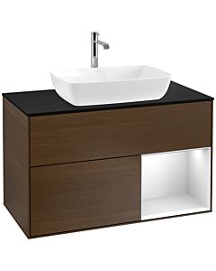 Villeroy und Boch Finion Villeroy und Boch Finion F782MTGN 100cm, cover plate black matt, shelves white matt lacquer, walnut veneer
