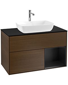 Villeroy und Boch Finion Villeroy und Boch Finion F782PDGN 100cm, cover plate black matt, shelves black matt lacquer, walnut veneer