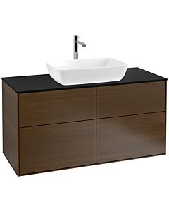 Villeroy und Boch Finion Waschtischunterschrank F79200GN 120x60,3cm, Abdeckplatte black matt, Walnut veneer