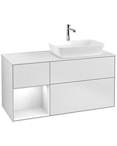 Villeroy und Boch Finion Waschtischunterschrank F801GFMT 120cm, Abdeckplatte white matt, Regale Glossy white lacquer, White matt lacquer