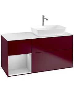 Villeroy und Boch Finion Villeroy und Boch F801GJHB 120cm, plaque de finition blanc mat, étagères laqué gris clair mat, Peony Matt