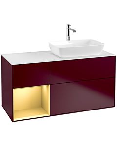 Villeroy und Boch Finion Waschtischunterschrank F801HFHB 120cm, Abdeckplatte white matt, Regale Gold matt lacquer, Peony Matt