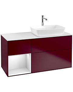 Villeroy und Boch Finion Villeroy und Boch F801MTHB 120cm, plaque de finition blanc mat, étagères laqué blanc mat, Peony Matt