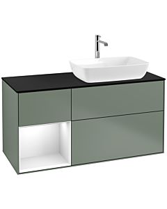 Villeroy und Boch Finion Villeroy und Boch Finion F802GFGM 120cm, cover plate black matt, shelves Glossy white lacquer, Olive Matt Lacquer
