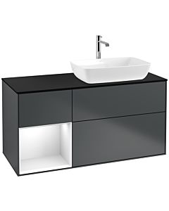 Villeroy und Boch Finion Villeroy und Boch Finion F802GFHG 120cm, cover plate black matt, shelves Glossy white lacquer, Midnight Blue Matt Lacquer