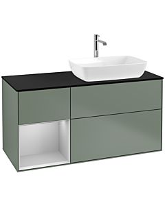Villeroy und Boch Finion Villeroy und Boch F802GJGM 120cm, plaque de finition noir mat, étagères laqué gris clair mat, Olive Matt Lacquer