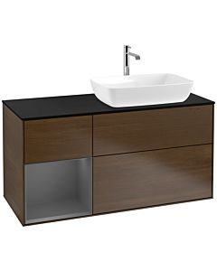 Villeroy und Boch Finion Villeroy und Boch Finion F802GKGN 120cm, cover plate black matt, shelves anthracite matt lacquer, walnut veneer