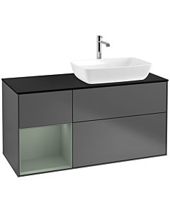 Villeroy und Boch Finion Villeroy und Boch Finion F802GMGK 120cm, cover plate black matt, shelves olive matt lacquer, anthracite matt