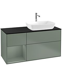 Villeroy und Boch Finion Villeroy und Boch Finion F802GMGM 120cm, cover plate black matt, shelves olive matt lacquer, Olive Matt Lacquer