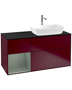 Villeroy und Boch Finion Villeroy und Boch Finion F802GMHB 120cm, cover plate black matt, shelves olive matt lacquer, Peony Matt