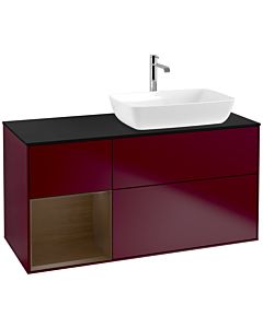 Villeroy und Boch Finion Villeroy und Boch F802GNHB 120cm, plaque de finition noir mat, étagères Walnut Veneer , Peony Matt