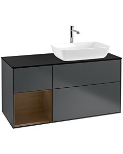 Villeroy und Boch Finion Villeroy und Boch Finion F802GNHG 120cm, cover plate black matt, shelves Walnut Veneer , midnight Blue Matt Lacquer