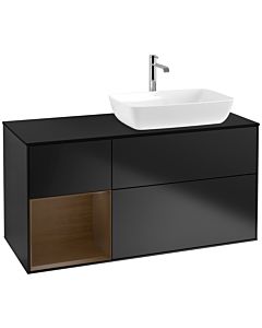 Villeroy und Boch Finion Villeroy und Boch Finion F802GNPD 120cm, cover plate black matt, shelves Walnut Veneer , black matt lacquer
