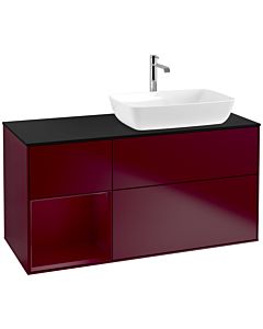 Villeroy und Boch Finion F802HBHB 120cm, plaque de finition noir mat, étagères Peony laqué mat, Peony Matt