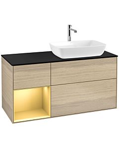 Villeroy und Boch Finion Villeroy und Boch Finion F802HFPC 120cm, cover plate black matt, shelves gold matt lacquer, Oak Veneer